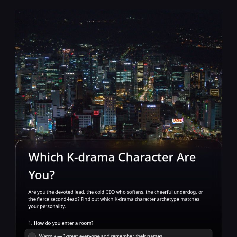 Which K-drama Character Are You? template preview - FormHug