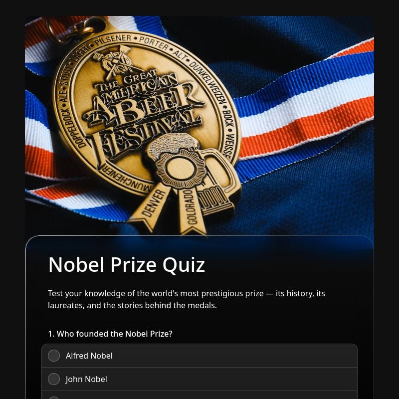 Nobel Prize Quiz template preview - FormHug