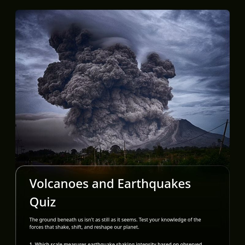 Volcanoes and Earthquakes Quiz template preview - FormHug