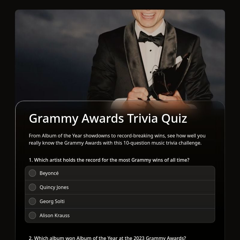 Grammy Awards Trivia Quiz template preview - FormHug
