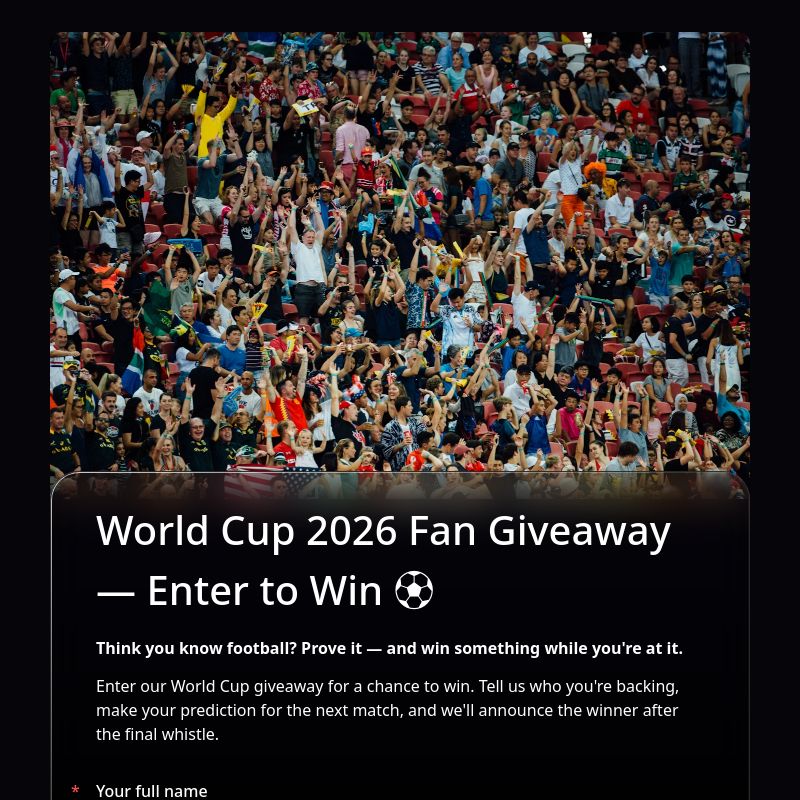 World Cup 2026 Fan Giveaway — Enter to Win ⚽