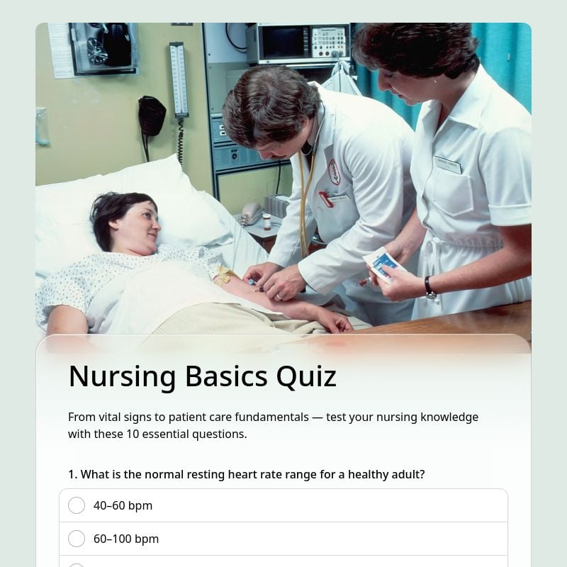 Nursing Basics Quiz template preview - FormHug