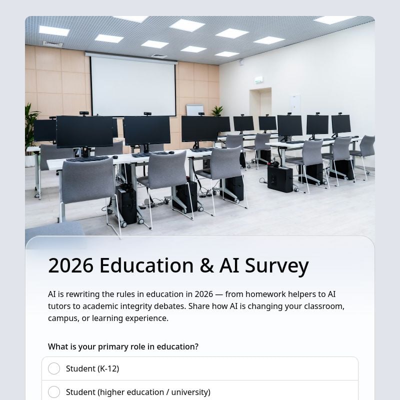 2026 Education & AI Survey template preview - FormHug