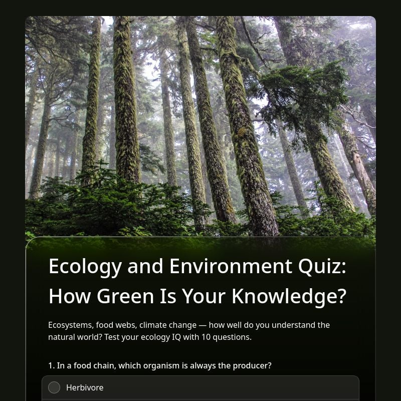 Ecology and Environment Quiz: How Green Is Your Knowledge? template preview - FormHug