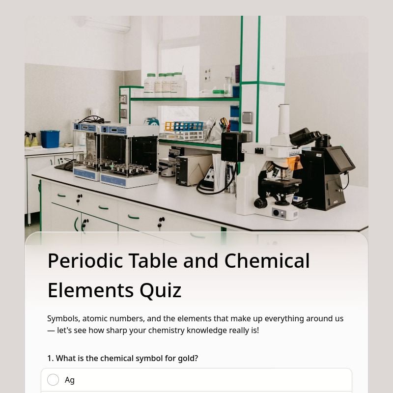 Periodic Table and Chemical Elements Quiz template preview - FormHug