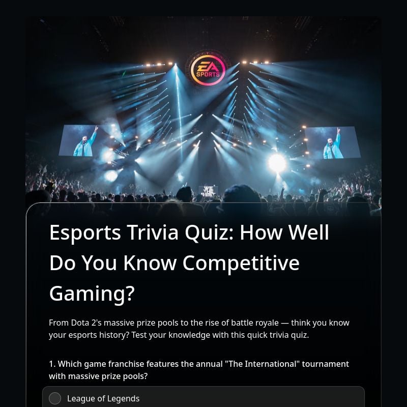 Esports Trivia Quiz: How Well Do You Know Competitive Gaming? template preview - FormHug