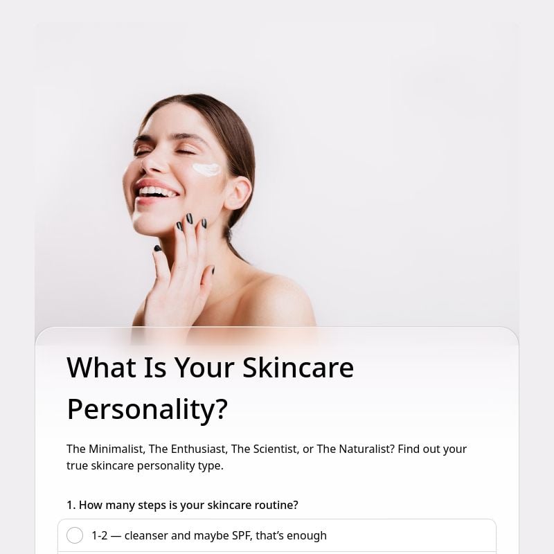 What Is Your Skincare Personality? template preview - FormHug