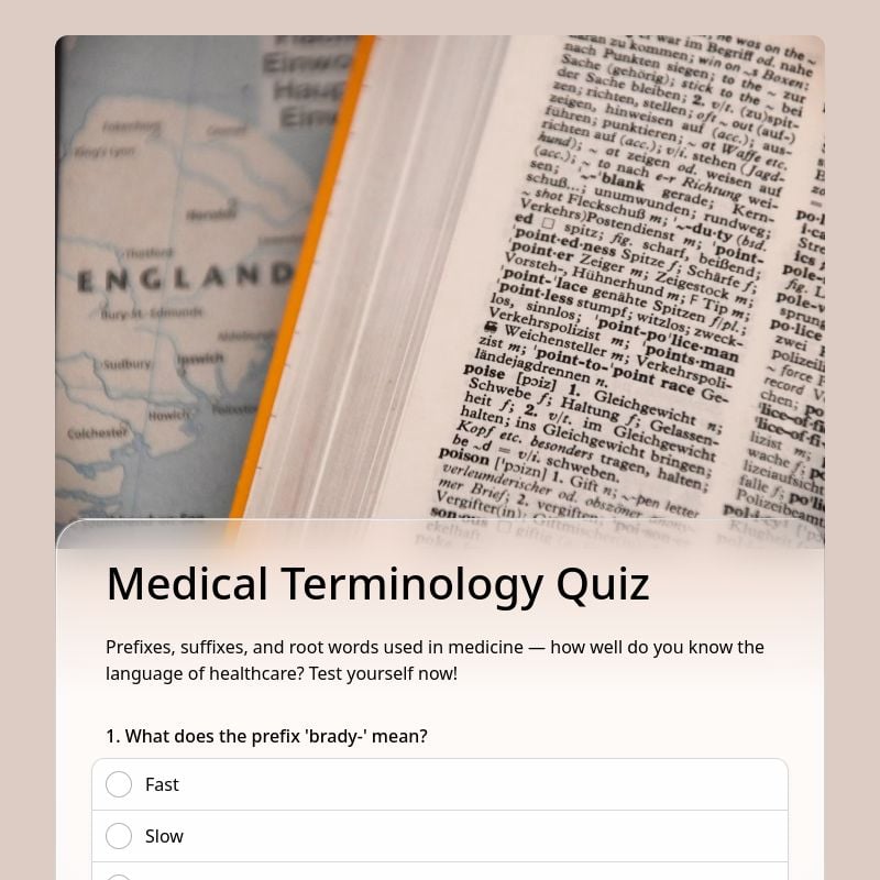 Medical Terminology Quiz template preview - FormHug