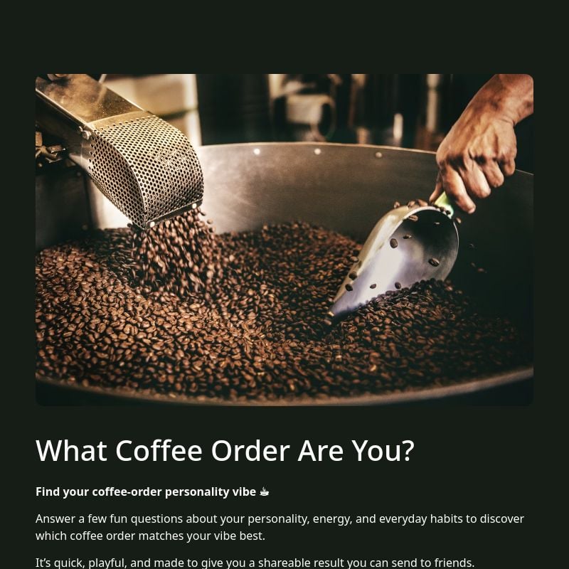 What Coffee Order Are You? template preview - FormHug