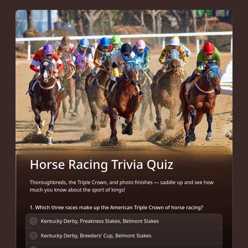 Horse Racing Trivia Quiz template preview - FormHug