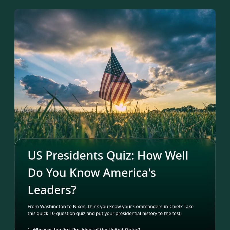 US Presidents Quiz: How Well Do You Know America's Leaders? template preview - FormHug