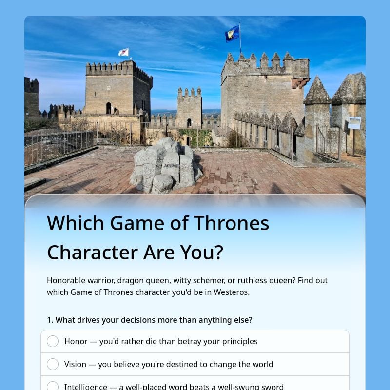Which Game of Thrones Character Are You? template preview - FormHug