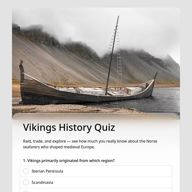 Vikings History Quiz template preview - FormHug