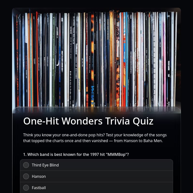 One-Hit Wonders Trivia Quiz template preview - FormHug
