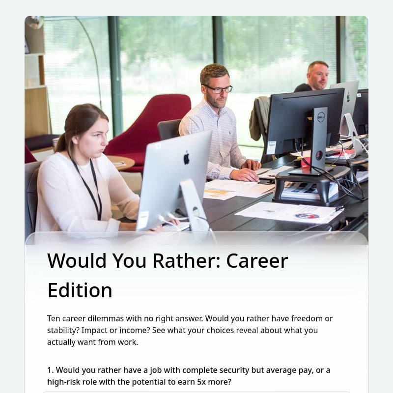 Would You Rather: Career Edition template preview - FormHug