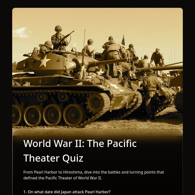 World War II: The Pacific Theater Quiz template preview - FormHug