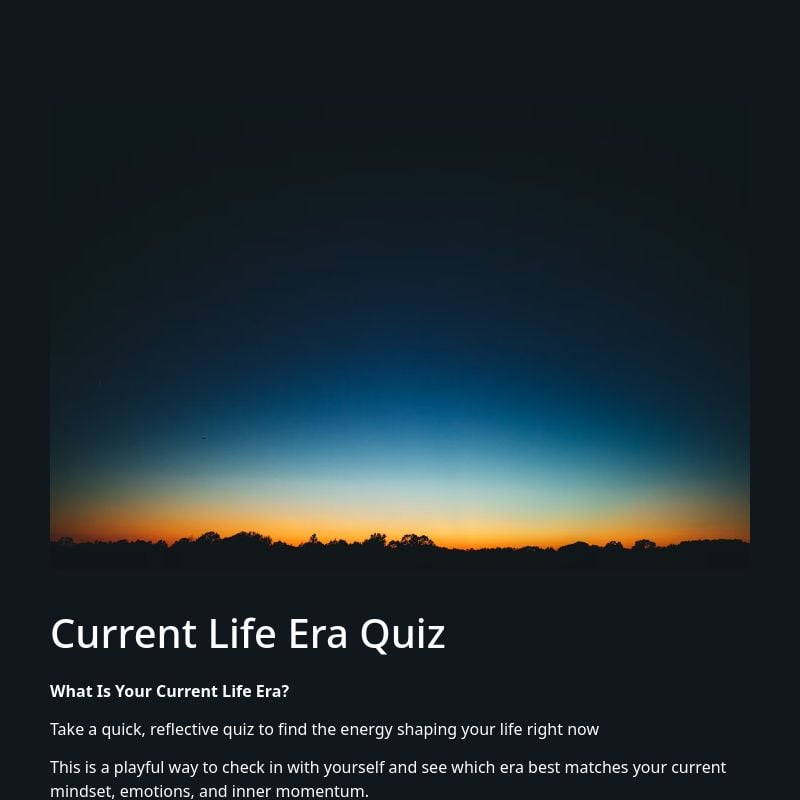 Current Life Era Quiz template preview - FormHug