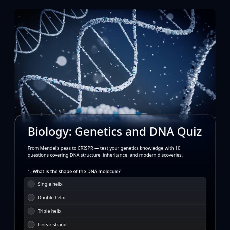Biology: Genetics and DNA Quiz template preview - FormHug