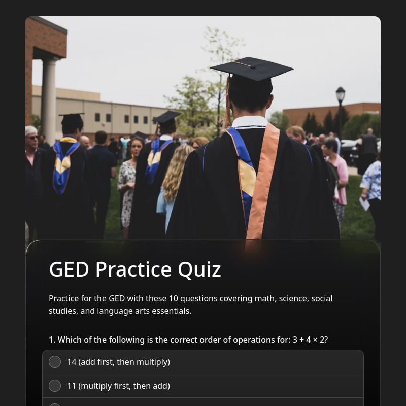 GED Practice Quiz template preview - FormHug