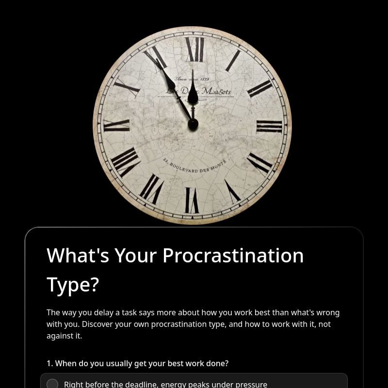 What's Your Procrastination Type? template preview - FormHug
