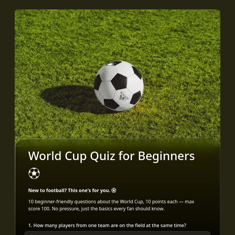 World Cup Quiz for Beginners ⚽ template preview - FormHug