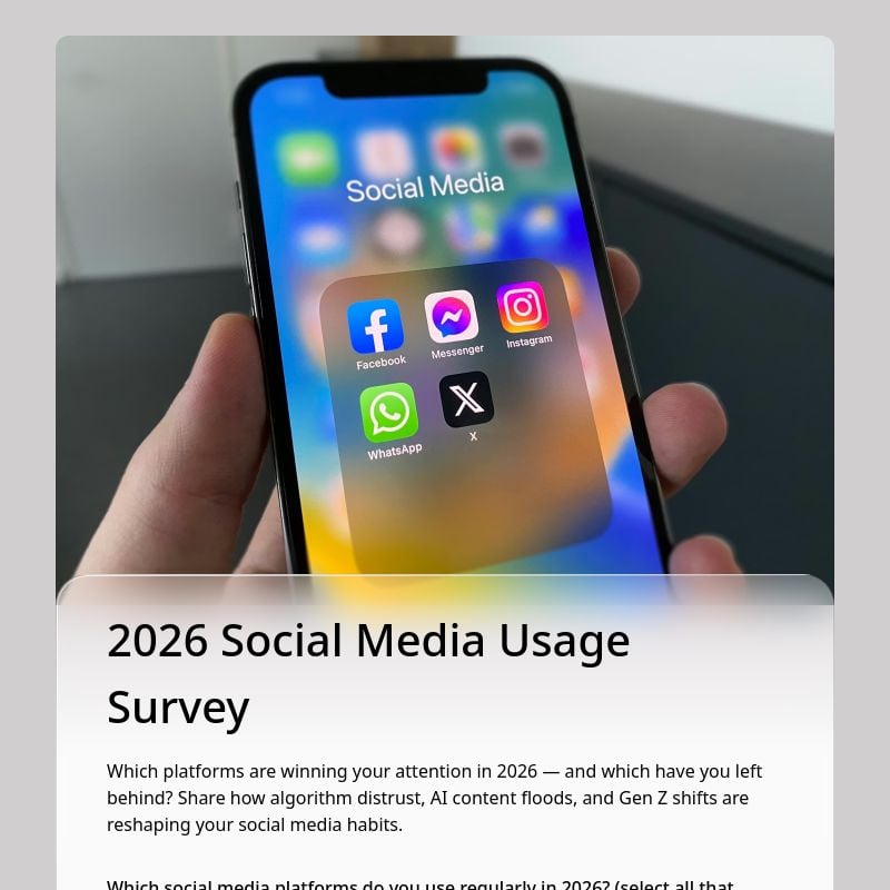 2026 Social Media Usage Survey template preview - FormHug
