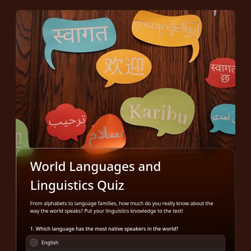 World Languages and Linguistics Quiz template preview - FormHug