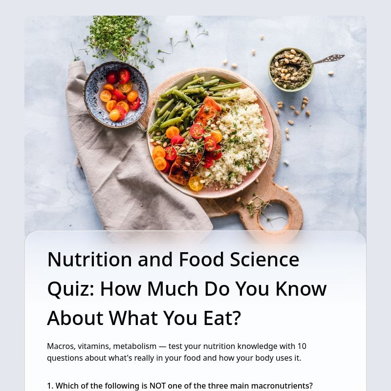 Nutrition and Food Science Quiz: How Much Do You Know About What You Eat? template preview - FormHug