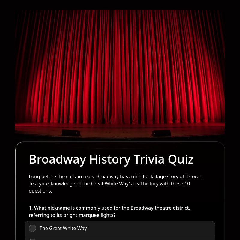 Broadway History Trivia Quiz template preview - FormHug