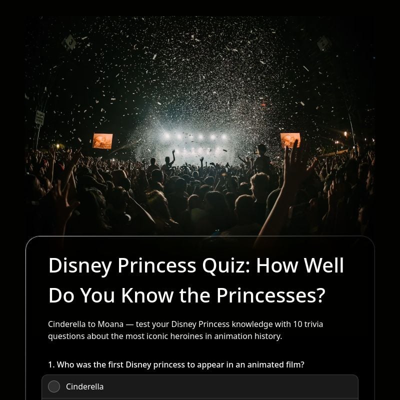 Disney Princess Quiz: How Well Do You Know the Princesses? template preview - FormHug