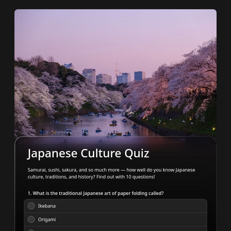 Japanese Culture Quiz template preview - FormHug