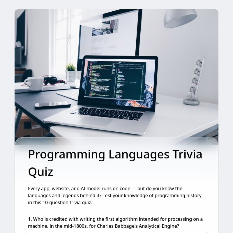 Programming Languages Trivia Quiz template preview - FormHug