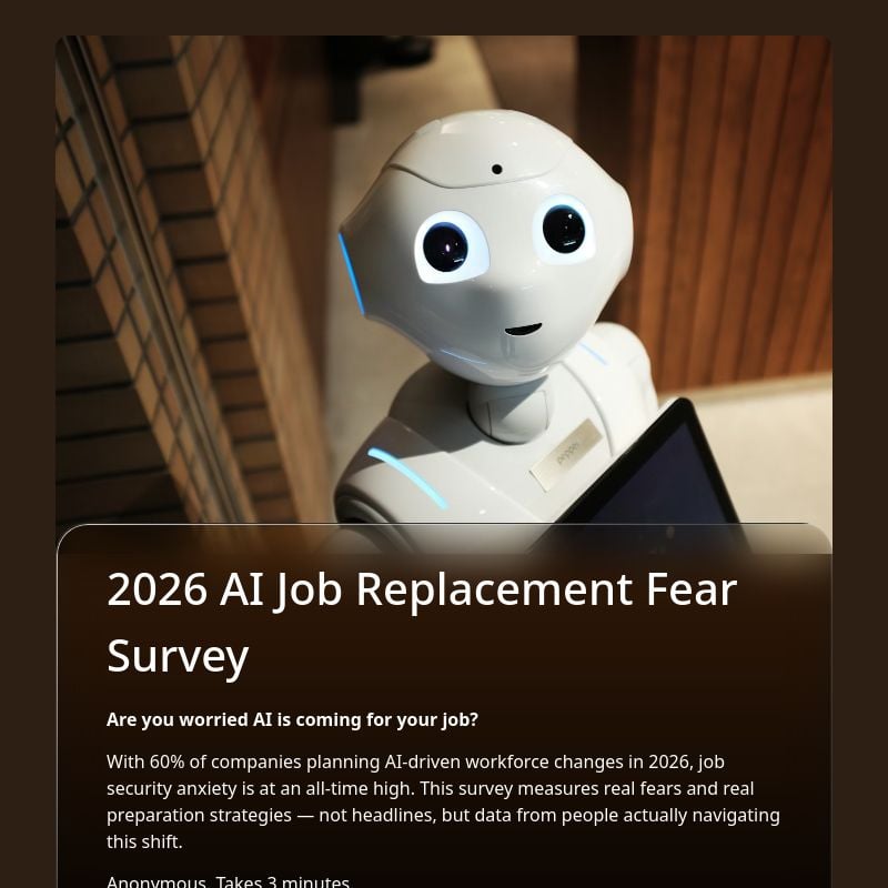 2026 AI Job Replacement Fear Survey template preview - FormHug