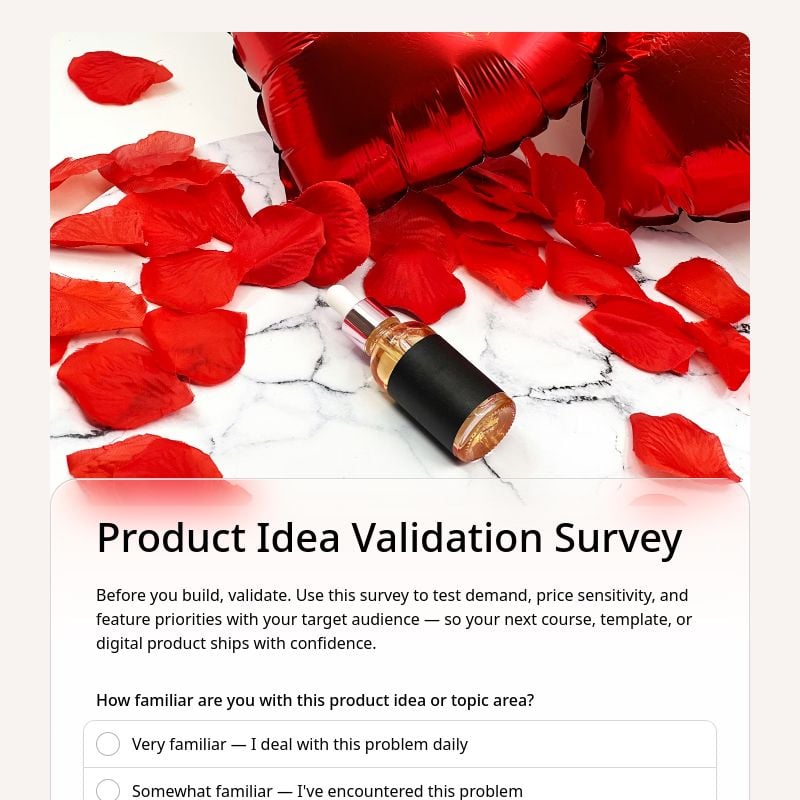 Product Idea Validation Survey template preview - FormHug