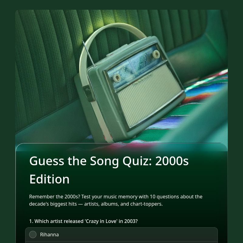 Guess the Song Quiz: 2000s Edition template preview - FormHug