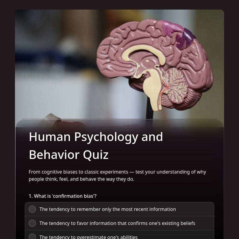 Human Psychology and Behavior Quiz template preview - FormHug
