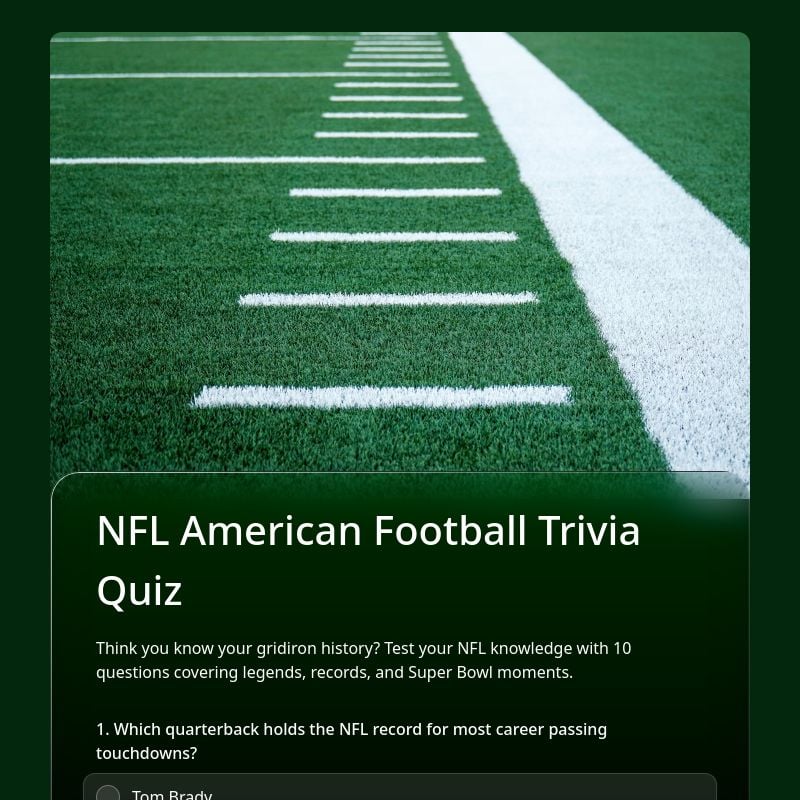 NFL American Football Trivia Quiz template preview - FormHug