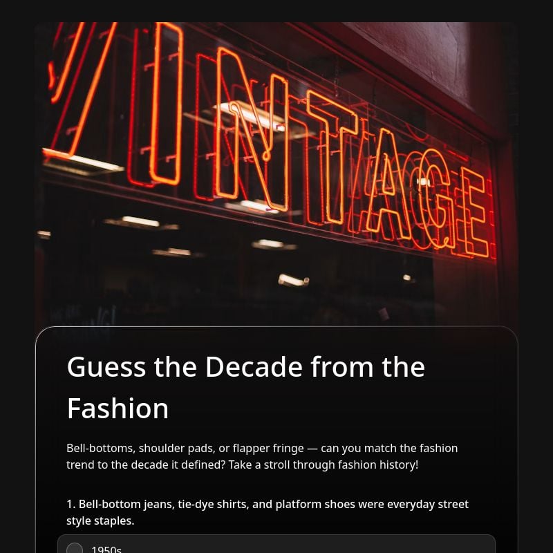 Guess the Decade from the Fashion template preview - FormHug