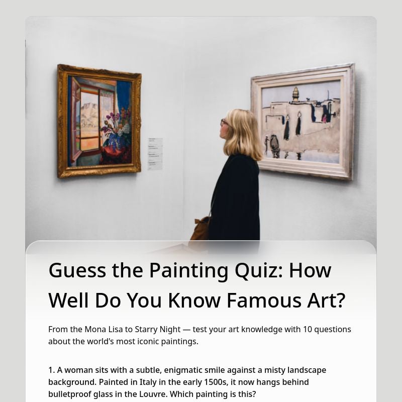 Guess the Painting Quiz: How Well Do You Know Famous Art? template preview - FormHug