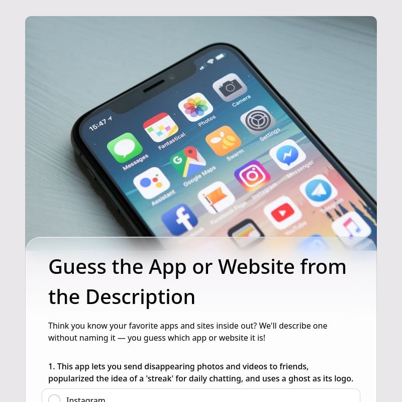 Guess the App or Website from the Description template preview - FormHug