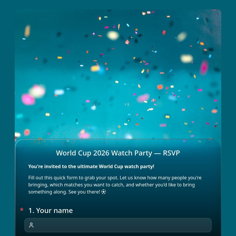 World Cup 2026 Watch Party — RSVP template preview - FormHug