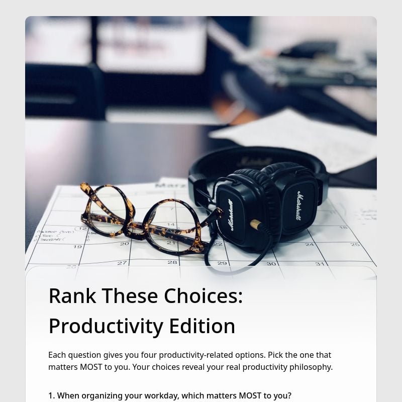 Rank These Choices: Productivity Edition template preview - FormHug