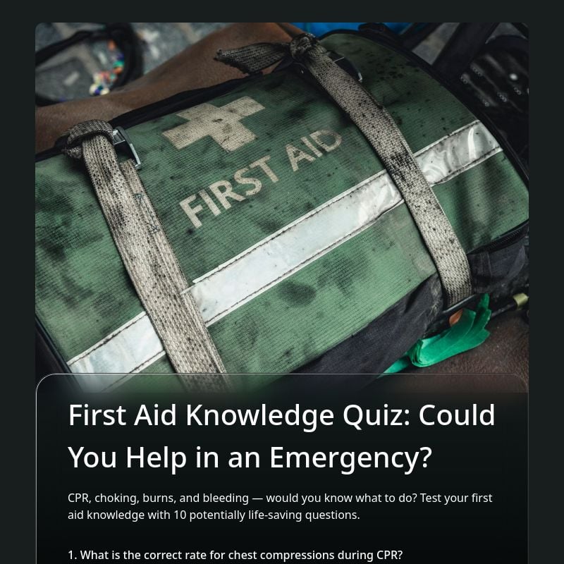 First Aid Knowledge Quiz: Could You Help in an Emergency? template preview - FormHug