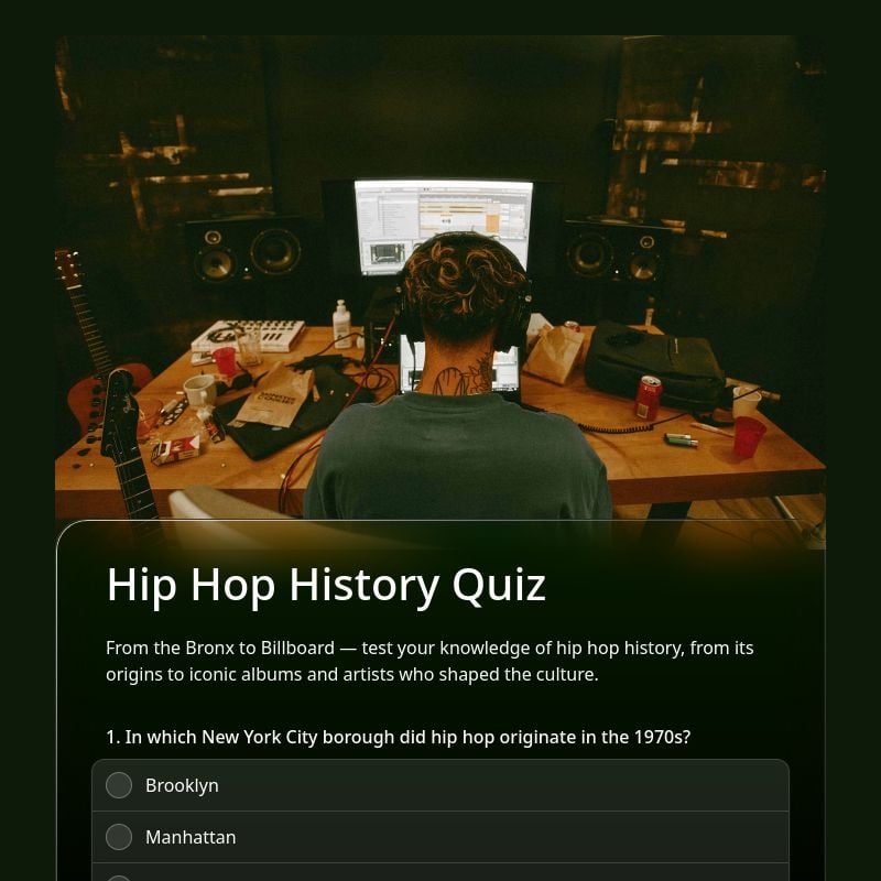 Hip Hop History Quiz template preview - FormHug