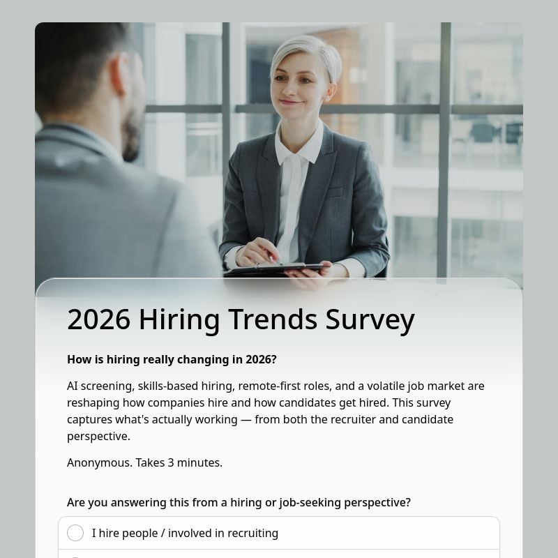 2026 Hiring Trends Survey template preview - FormHug
