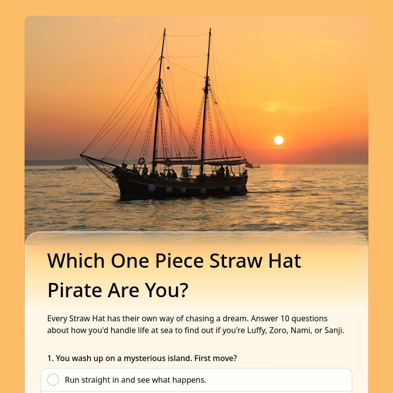 Which One Piece Straw Hat Pirate Are You? template preview - FormHug
