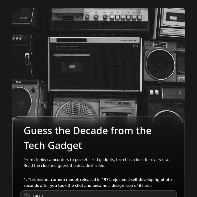 Guess the Decade from the Tech Gadget template preview - FormHug