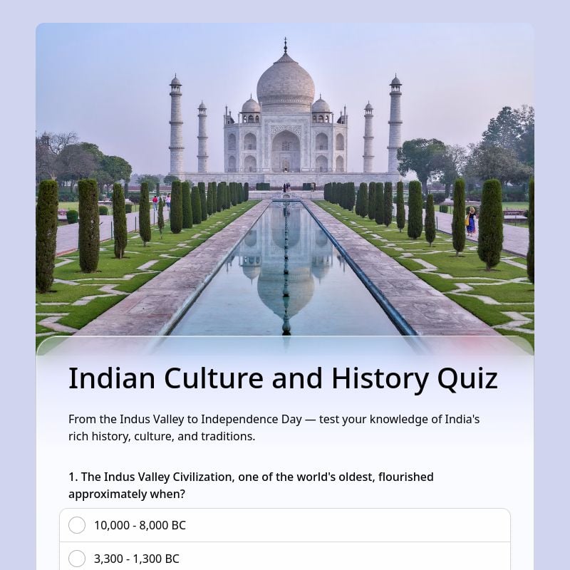 Indian Culture and History Quiz template preview - FormHug
