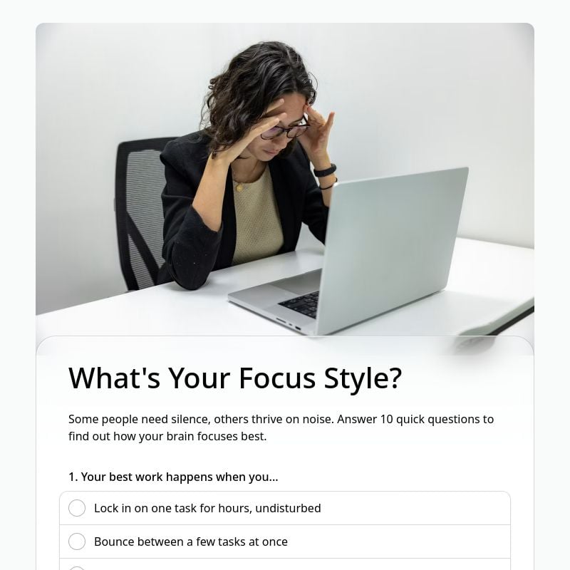 What's Your Focus Style? template preview - FormHug