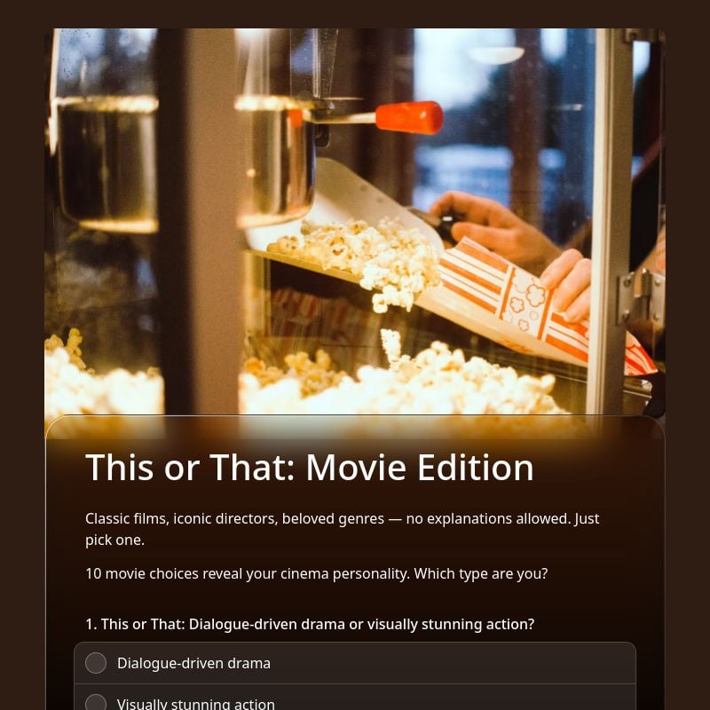 This or That: Movie Edition template preview - FormHug